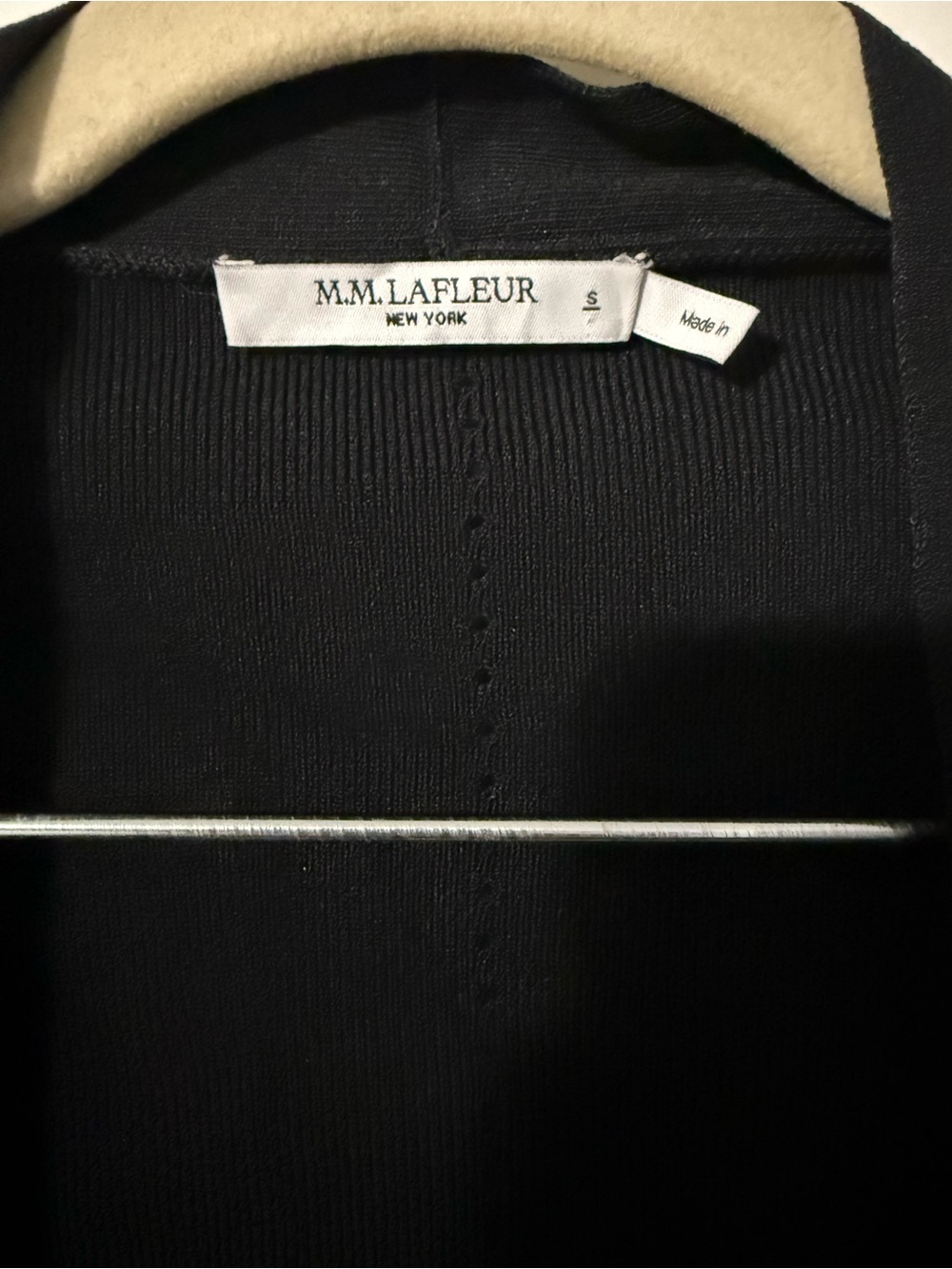 M.M. LaFleur Woolf Nylon Open Front Jacket Solid Black size small tight knit - Picture 4 of 11